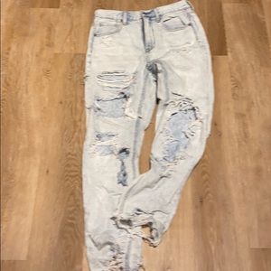 American eagle acid wash mom jean distressed